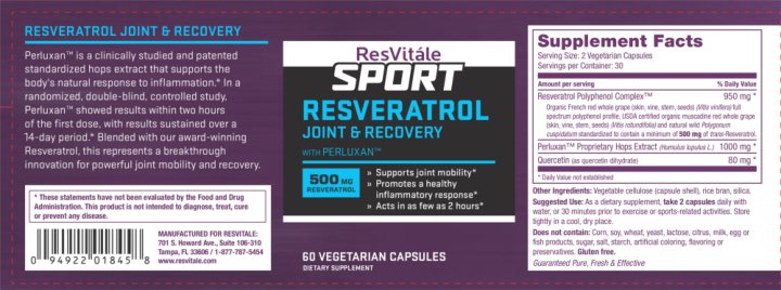Sport Resveratrol Joint & Recovery With 