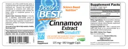 Label for Cinnamon Extract With Cinnulin PF 125 mg