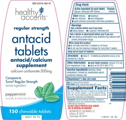 Label for Antacid Tablets Peppermint