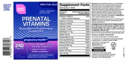 Label for Prenatal Vitamins