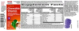 Label for Children's Chewable Vitamin