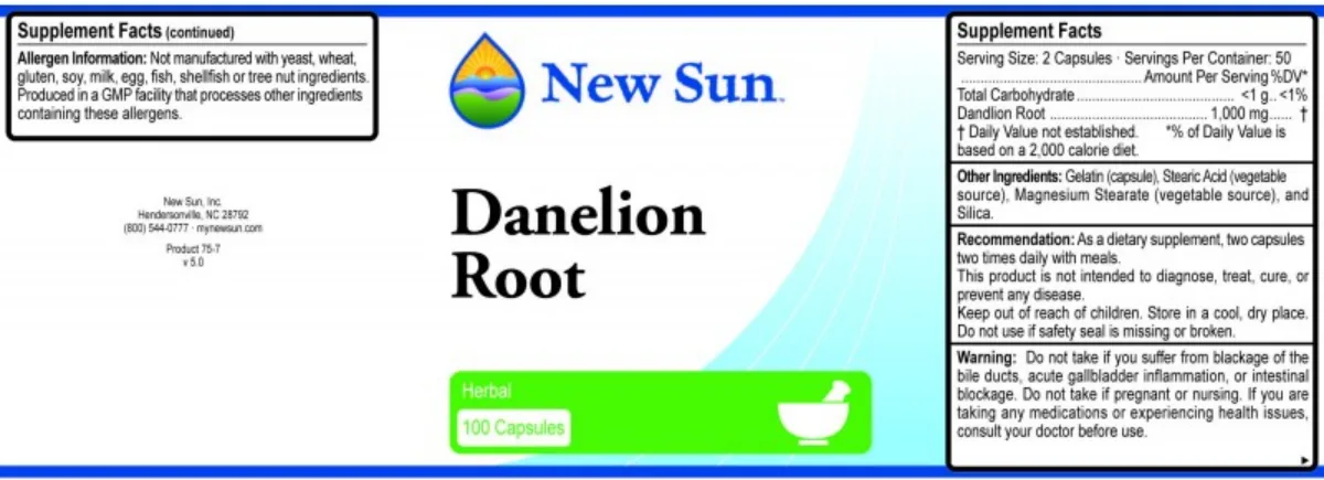Label for Dandelion Root