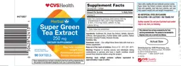 Label for Super Green Tea Extract 250 mg