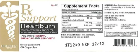 Label for Rx Support Heartburn