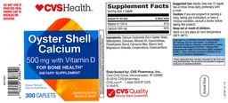 Label for Oyster Shell Calcium 500 mg With Vitamin D