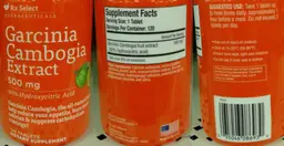 Label for Garcinia Cambogia Extract 500 mg