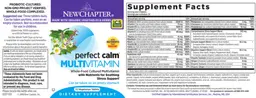 Label for Perfect Calm Multivitamin
