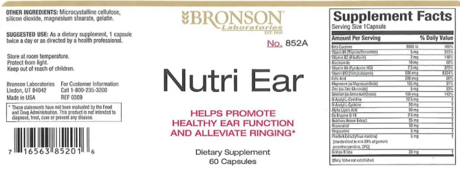 Label for Nutri Ear