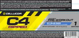 Label for C4 Ripped Icy Blue Razz