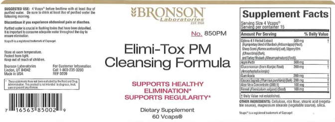 Label for Elimi-Tox PM Cleansing Formula