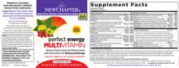 Label for Perfect Energy Multivitamin