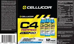 Label for C4 Ripped On The Go Icy Blue Razz