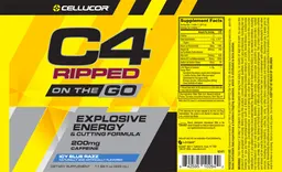 Label for C4 Ripped On The Go Icy Blue Razz