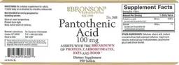 Label for Pantothenic Acid 100 mg