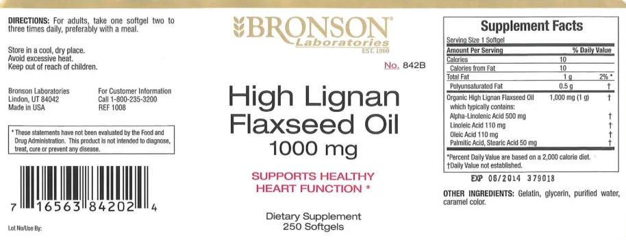 Label for High Lignan Flaxseed Oil 1000 mg