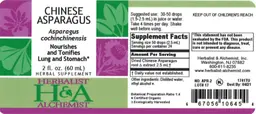Label for Chinese Asparagus