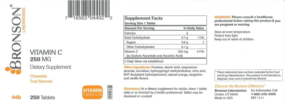 Label for Vitamin C 250 mg