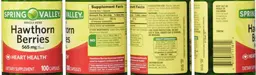 Label for Whole Herb Hawthorn Berries 565 mg