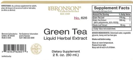 Label for Green Tea Liquid Herbal Extract