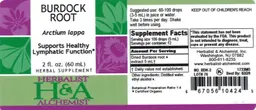 Label for Burdock Root