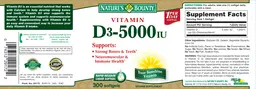 Label for Vitamin D3-5000 IU