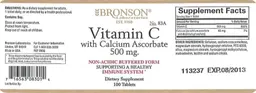 Label for Vitamin C With Calcium Ascorbate 500 mg