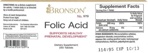 Label for Folic Acid