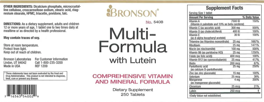 Label for Multi-Formula With Lutein