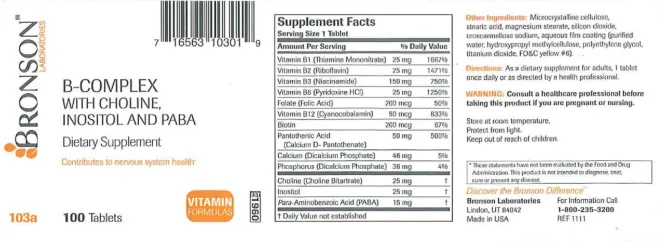 Label for B-Complex With Choline, Inositol And PABA