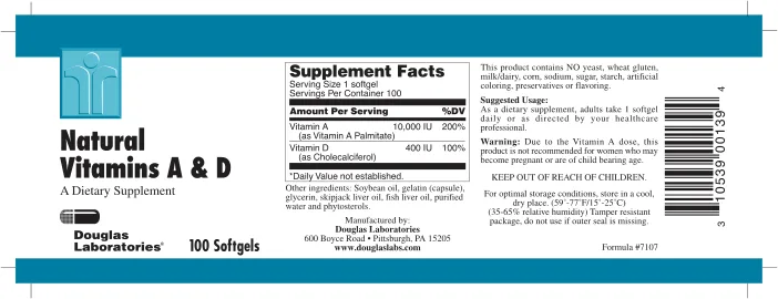 Label for Natural Vitamins A & D