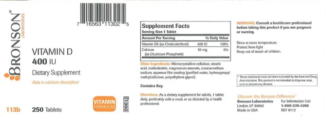 Label for Vitamin D 400 IU