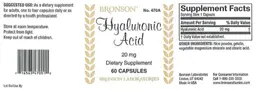 Label for Hyaluronic Acid 20 mg