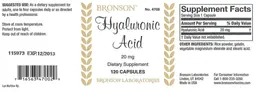 Label for Hyaluronic Acid 20 mg