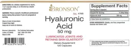 Label for Hyaluronic Acid 50 mg