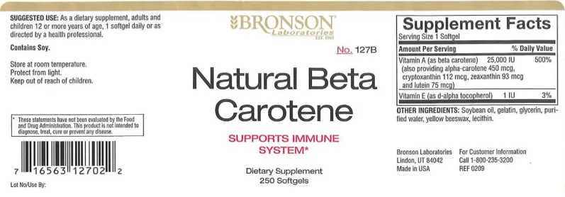 Label for Natural Beta Carotene