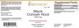Label for Black Cohosh Root 550 mg