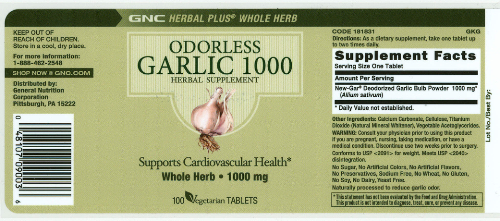 Label for Odorless Garlic 1000