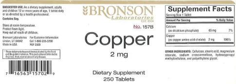Label for Copper 2 mg