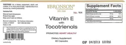 Label for Vitamin E with Tocotrienols