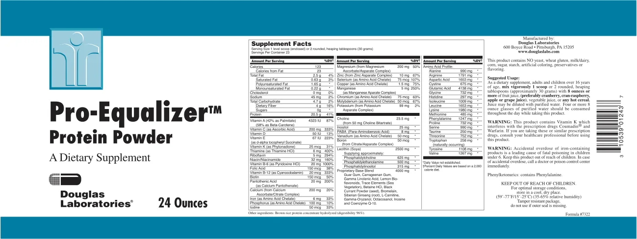 Label for Pro-Equalizer Protein Powder