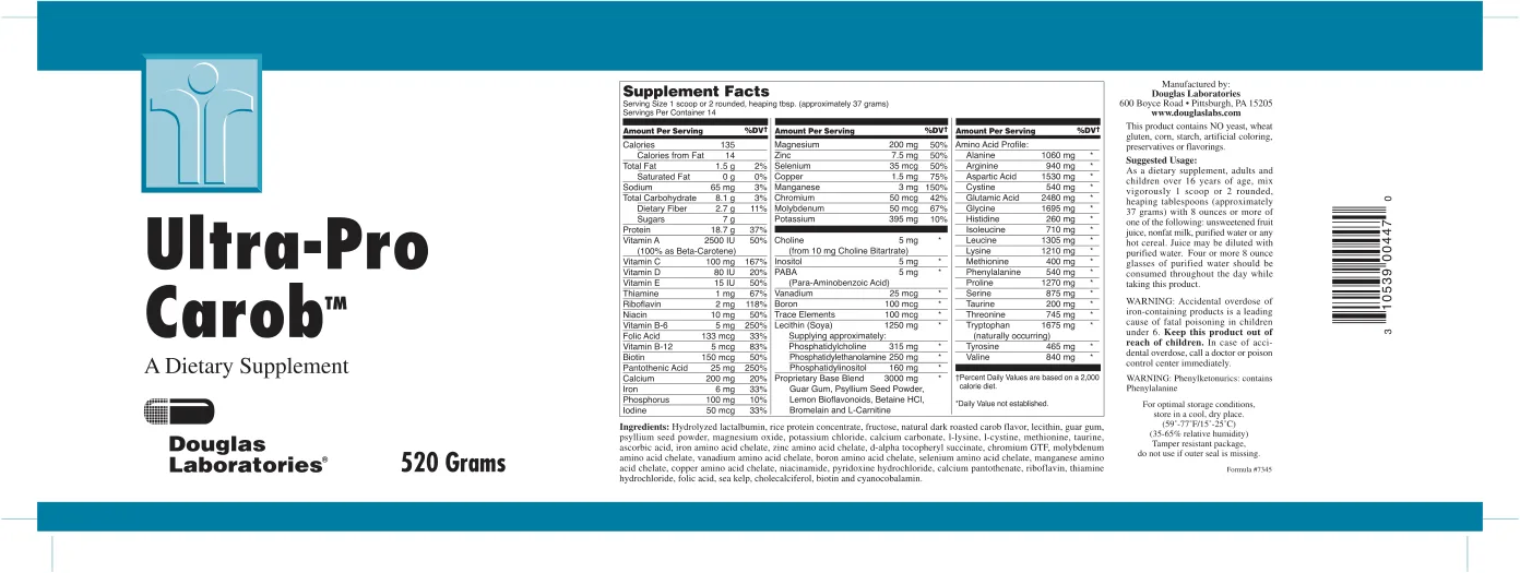 Label for Ultra-Pro Carob