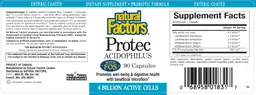 Label for Protec Acidophilus With FOS