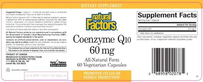 Label for Coenzyme Q10 60 mg