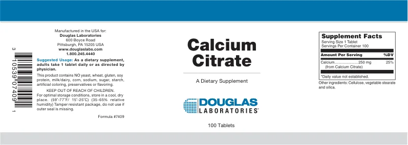 Label for Calcium Citrate