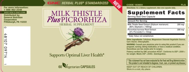 Label for Milk Thistle plus Picrorhiza