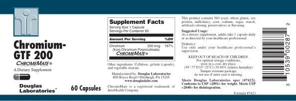 Label for Chromium-GTF 200 ChromeMate