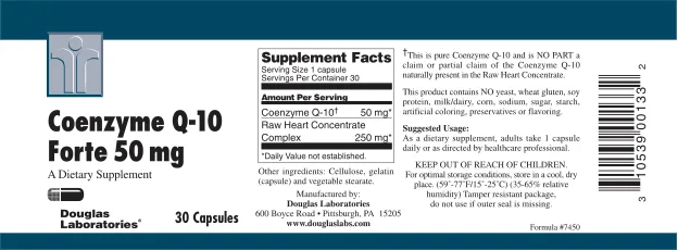 Label for Coenzyme Q-10 Forte 50 mg