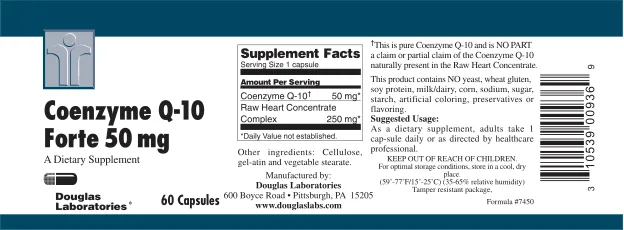 Label for Coenzyme Q-10 Forte 50 mg