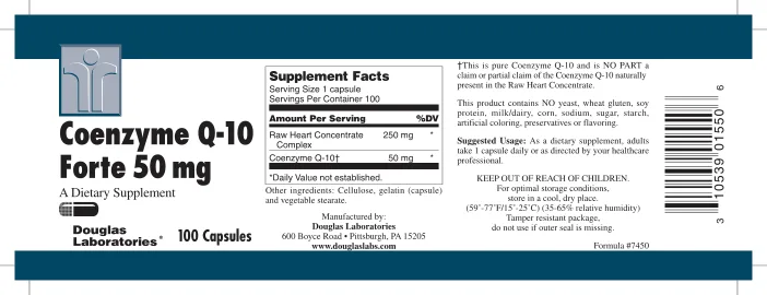 Label for Coenzyme Q-10 Forte 50 mg