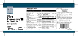 Label for Ultra Preventive III With Copper & Iron